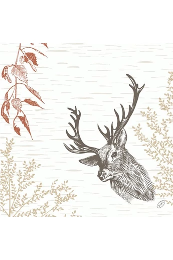 DUNI BIO szalvéta      40x40cm      SOFT WOOD & DEER / SZARVASOS           6x60db/#