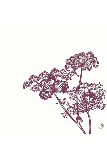 DUNILIN szalvéta      40x40cm      ARROW /Fehér alapon lila virág  12 x 45 db