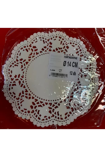 Kerek csipke, fehér, 14cm  kis kiszerelés: 12db/cs