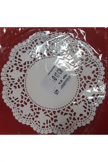 Kerek csipke, fehér,  17cm  kis kiszerelés :12db/cs