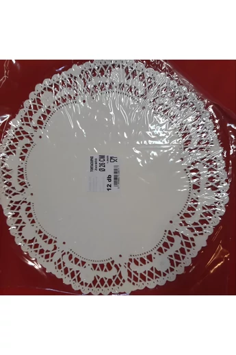 Kerek csipke : 26 cm ,fehér, 100 db/csg.