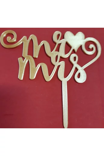 Tortadísz műanyag sziluett beszúró Mr&Mrs felirat arany 15 cm Tortadísz műanyag sziluett beszúró Mr&Mrs felirat arany 15 cm