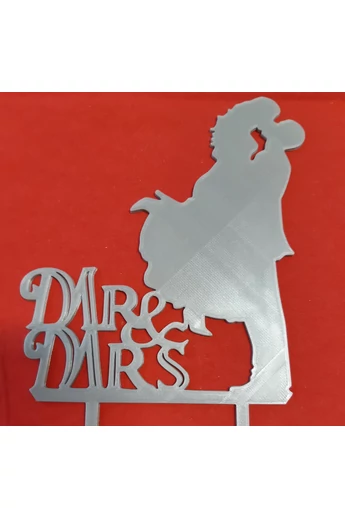 Tortadísz sziluett beszúró Mr&Mrs emelős pár ezüst 13 cm Tortadísz sziluett beszúró Mr&Mrs emelős pár ezüst 13 cm