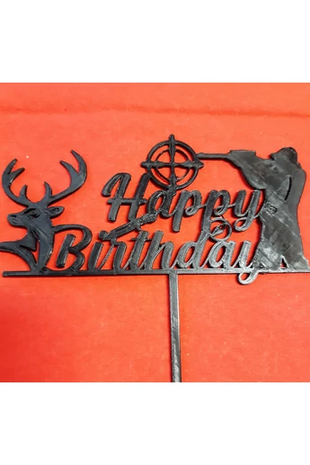Tortadísz sziluett beszúró HAPPY BIRTHDAY vadászos 18 cm Tortadísz sziluett beszúró HAPPY BIRTHDAY vadászos 18 cm