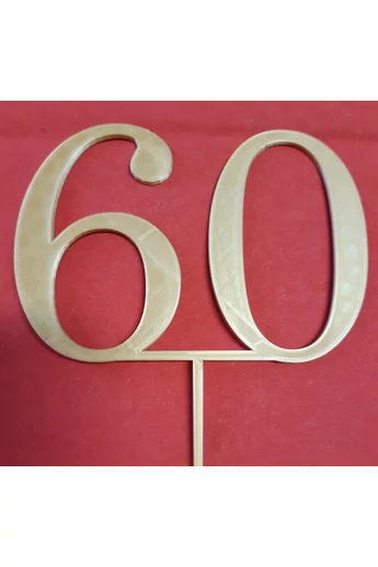 Tortadísz sziluett beszúró szám -60- arany 11 cm 
