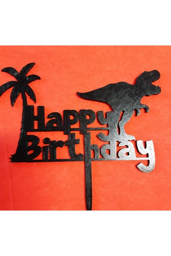 Tortadísz sziluett beszúró - HAPPY BIRTHDAY - dínos 15 cm Tortadísz sziluett beszúró - HAPPY BIRTHDAY - dínos 15 cm
