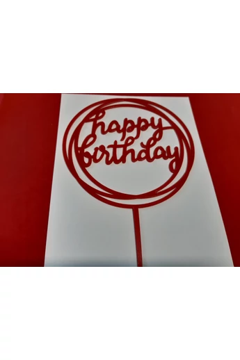 Tortadísz műanyag sziluett beszúró - HAPPY BIRTHDAY - kör, piros 10,5 cm Tortadísz műanyag sziluett beszúró - HAPPY BIRTHDAY - kör, piros 10,5 cm
