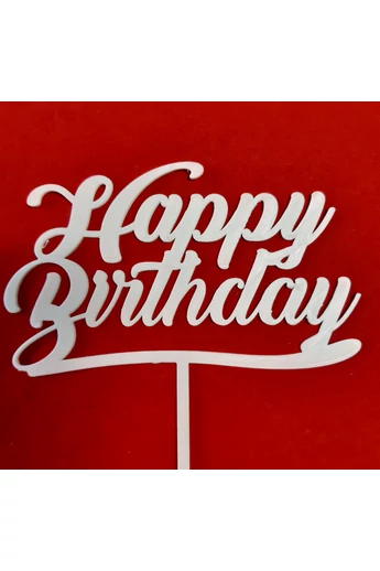 Tortadísz, beszúró, " Happy Birthday!" beszúró, fehér  110x60+55 mm. Tortadísz, beszúró, " Happy Birthday!" beszúró, fehér  110x60+55 mm.