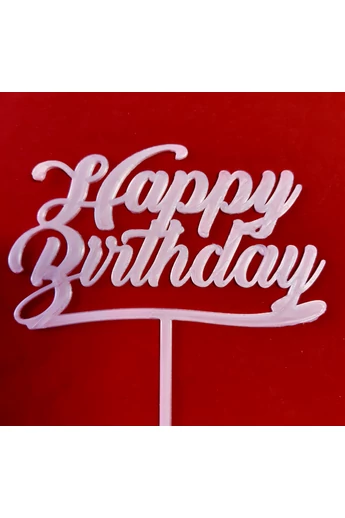 Tortadísz, beszúró, "Happy Birthday!" műanyag  110x60+55 mm.  rózsaszín Tortadísz, beszúró, "Happy Birthday!" műanyag  110x60+55 mm.  rózsaszín