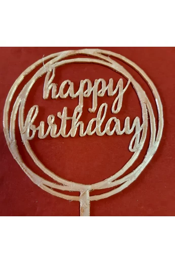 Tortadísz beszúró "Happy Birthday!"rózsaszín kör Tortadísz beszúró "Happy Birthday!"rózsaszín kör
