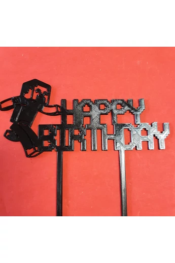 Tortadísz, beszúró, "Happy Birthday!" Minecraft, műanyag, 160x75+70mm. Tortadísz, beszúró, "Happy Birthday!" Minecraft, műanyag, 160x75+70mm.