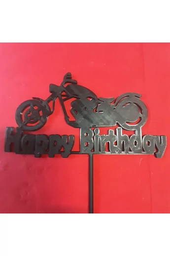 Tortadísz, beszúró,"Happy Birthday!" motor, műanyag, 160x90+80 mm. Tortadísz, beszúró,"Happy Birthday!" motor, műanyag, 160x90+80 mm.
