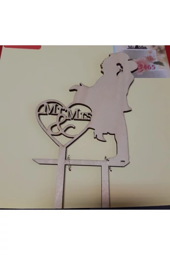 Tortadísz fa sziluett beszúró Mr&Mrs. 15 cm