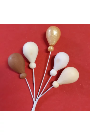 Cukorlufi beszúró fém száron, arany-natúr-világosbarna Cukorlufi beszúró fém száron, arany-natúr-világosbarna