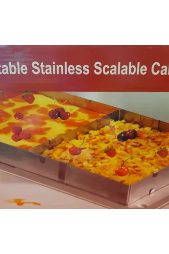 Tortakeret felezővel,  állítható téglalap : 18-34 cm, 28-54 cm, 5 cm magas Tortakeret felezővel,  állítható téglalap : 18-34 cm, 28-54 cm, 5 cm magas