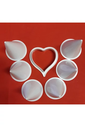 Marcipán, fondant kiszúró - kála szirom forma, műanyag, 5 db tölcsér és 1 db kiszúró