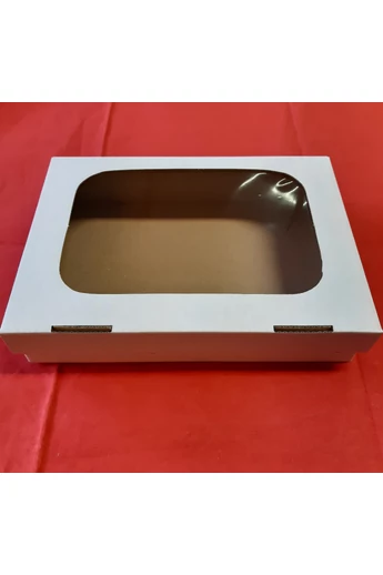 Süteményszállító doboz, egybefedeles, fóliás ablakos  16x22x5 cm. Süteményszállító doboz, egybefedeles, fóliás ablakos  16x22x5 cm.