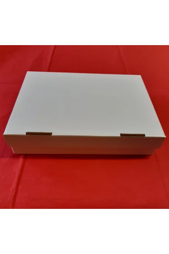 Süteményszállító doboz, egybefedeles, 16x22x5 cm.