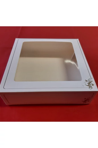 Süteményszállító doboz, egybefedeles, ablakos  17x17x5 cm. Süteményszállító doboz, egybefedeles, ablakos  17x17x5 cm.