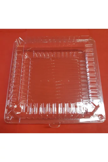 Süteményes műanyag, önzáró, szögletes doboz 195 x 195 x 74 mm 