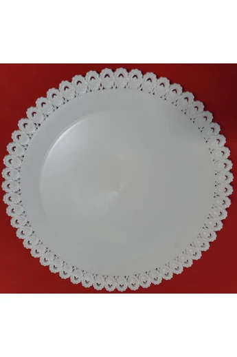 Tortatálca fehér kerek műanyag 20 cm 101/20 csipkés szélű Tortatálca fehér kerek műanyag 20 cm 101/20 csipkés szélű