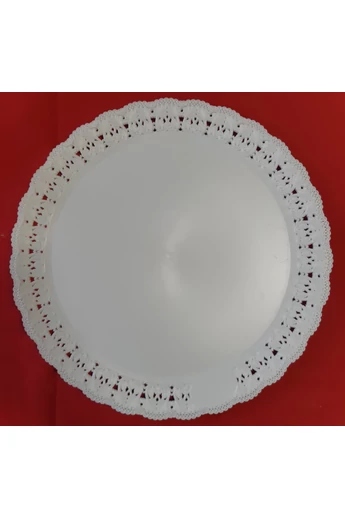Tortatálca, kerek, fehér műanyag, 40 cm.
