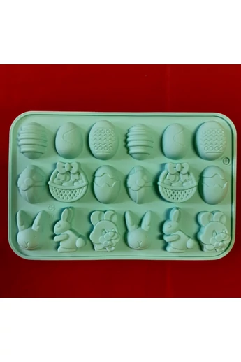 Szilikon bonbon forma : nyúl, kosár, tojás,  18 db-os Szilikon bonbon forma : nyúl, kosár, tojás,  18 db-os