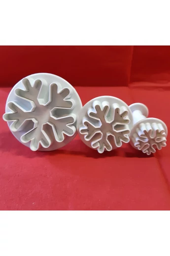 Marcipán fondant kiszúró/kinyomó hópehely 3 db-os