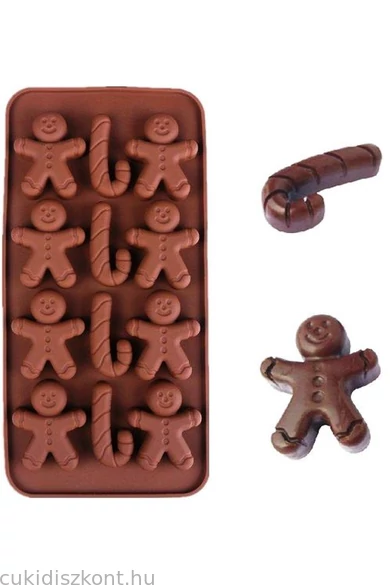 Bonbon forma szilikon Karácsonyi Gyömbérfiú bot 12 db