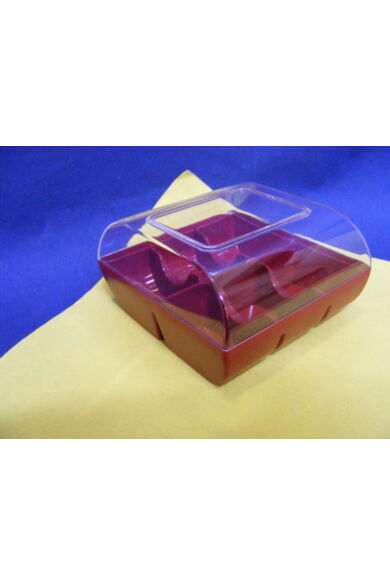 Műanyag Macaron doboz 10 x 9,5 x 6 cm policarbonát 6 db-os rubin vörös