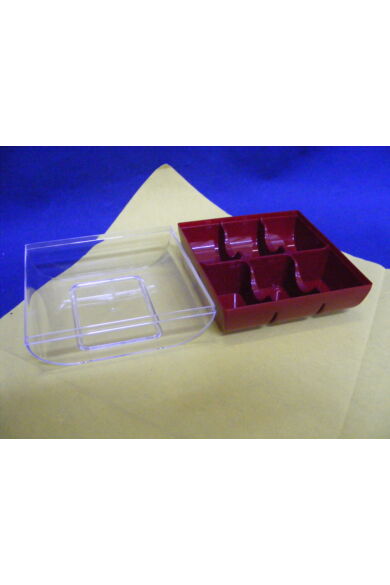 Műanyag Macaron doboz 10 x 9,5 x 6 cm policarbonát 6 db-os rubin vörös