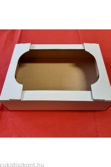 Süteményszállító doboz, egybefedeles, ablakos  16x22x5